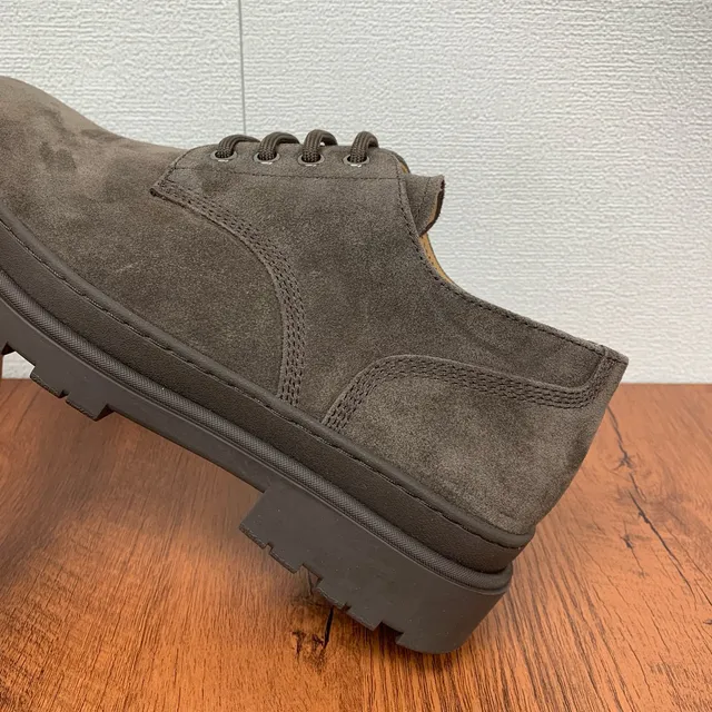 Gray Black Suede Upper Chunky Lug Sole Derby Shoes 6