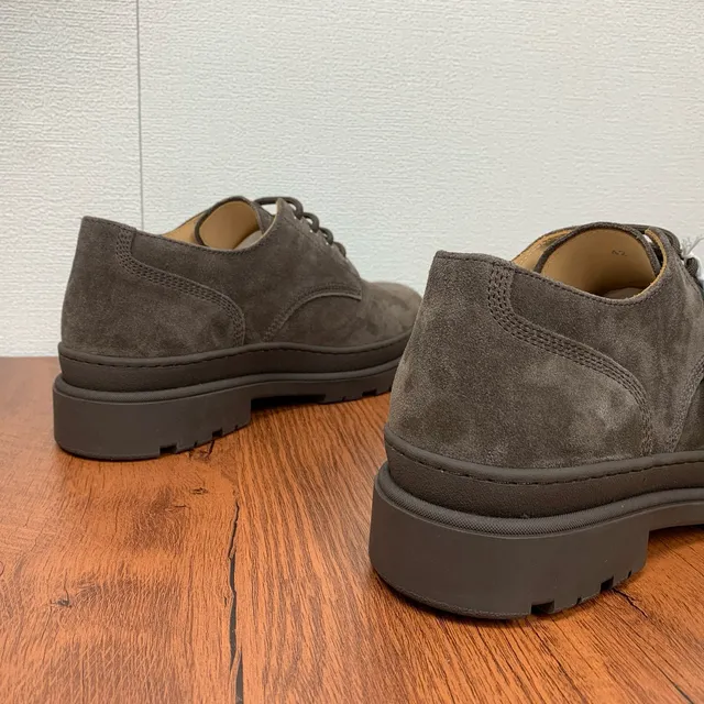 Gray Black Suede Upper Chunky Lug Sole Derby Shoes 8