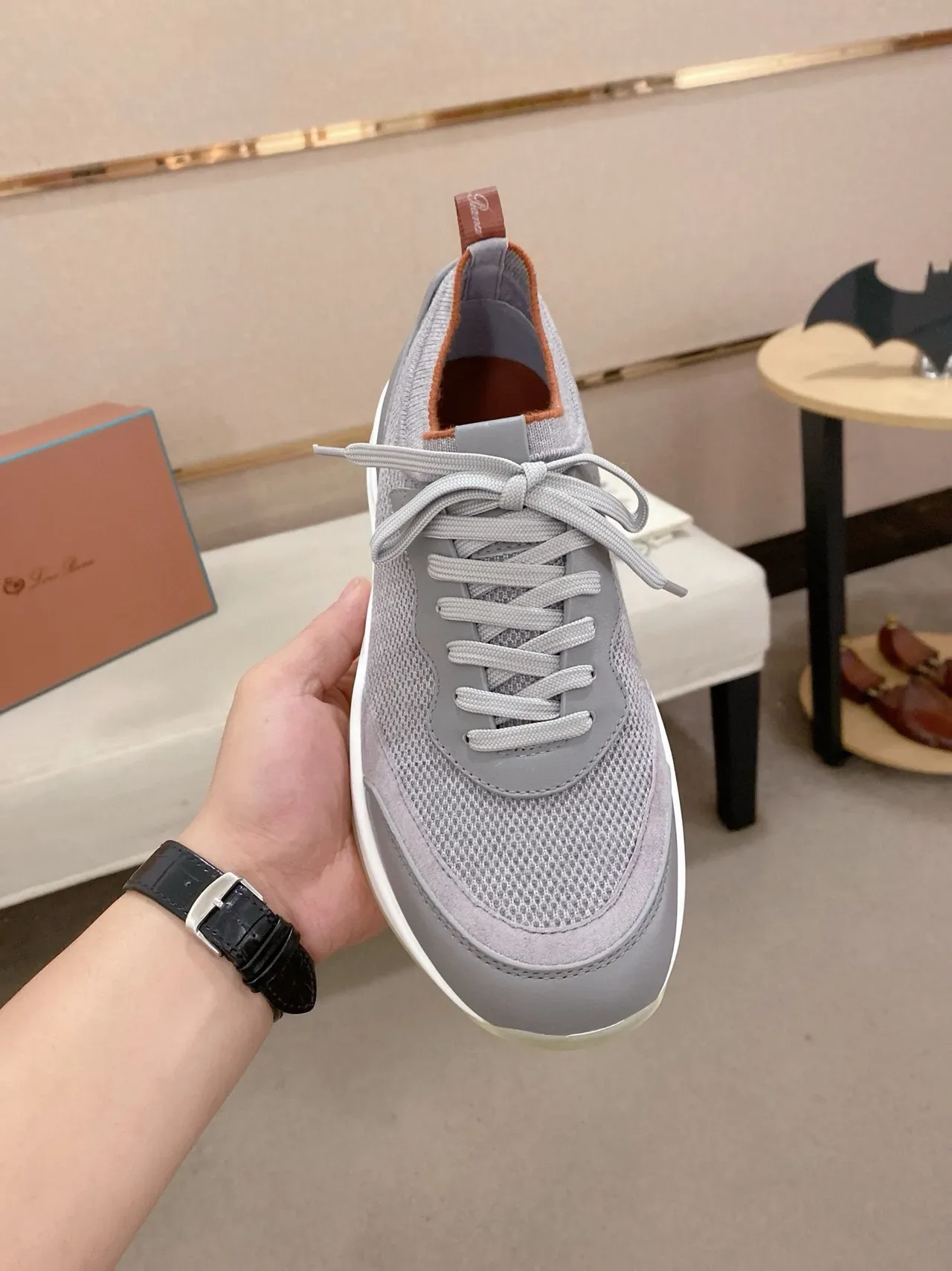 Gray Mesh and Suede Low-Top Lifestyle Sneaker 2