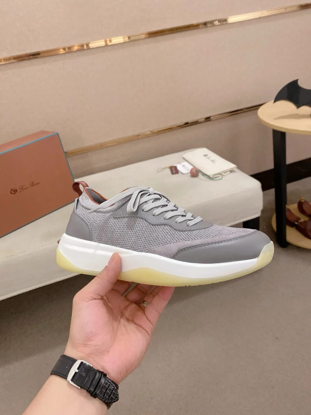 Gray Mesh and Suede Low-Top Lifestyle Sneaker 4