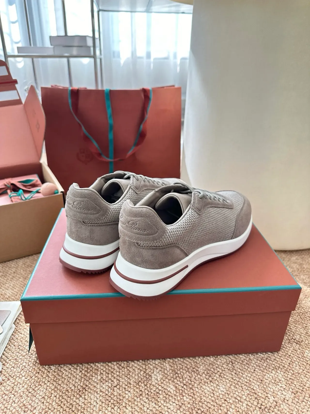 Gray Mesh and Suede Low-Top Lifestyle Sneakers 3