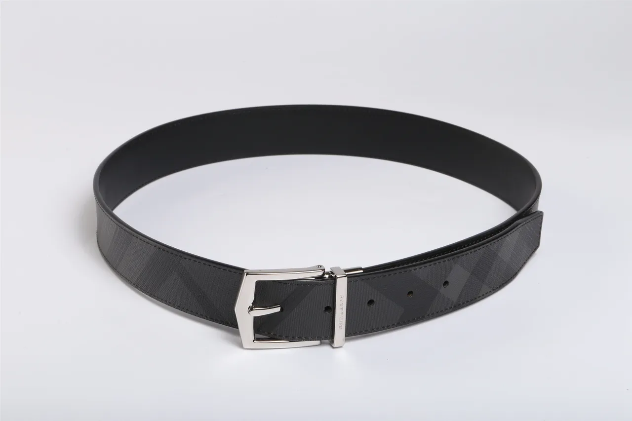 Gray Silver Reversible Geometric-Patterned Leather Belt 8