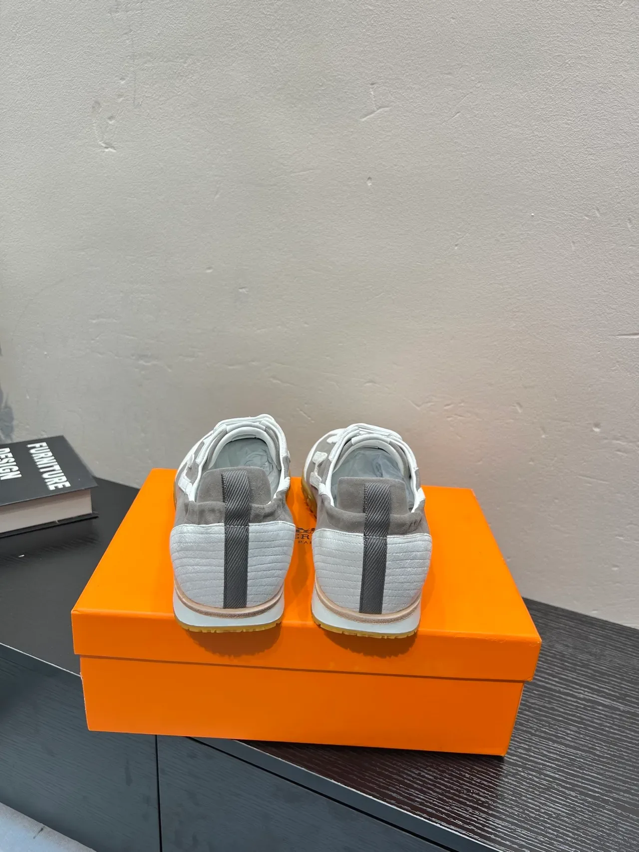 Gray White Low-Top Suede-Leather Panelled Lifestyle Sneakers 6