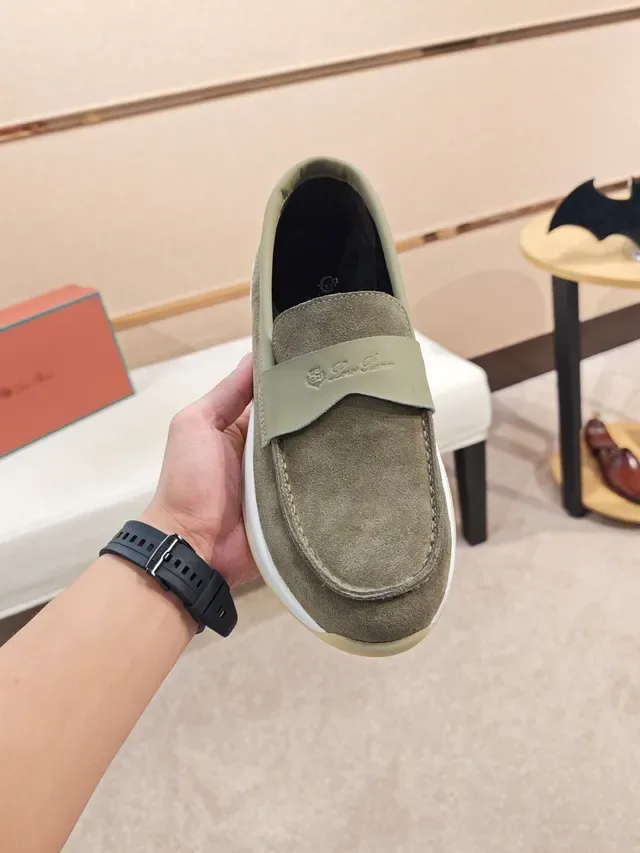 Green Beige Suede Upper Moc-Toe Construction Loafer 5