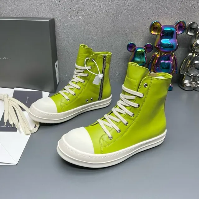 Green White High-Top Leather-Like Upper Lifestyle Sneakers 4