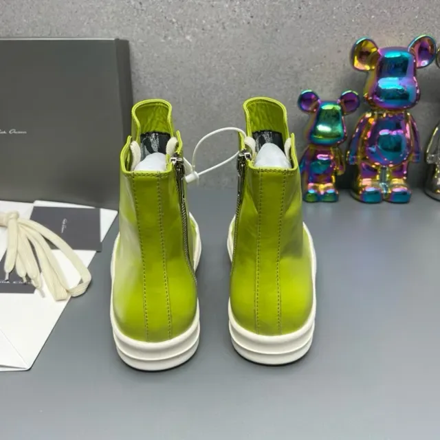 Green White High-Top Leather-Like Upper Lifestyle Sneakers 5