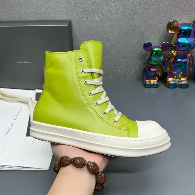 Green White High-Top Leather-Like Upper Lifestyle Sneakers 6