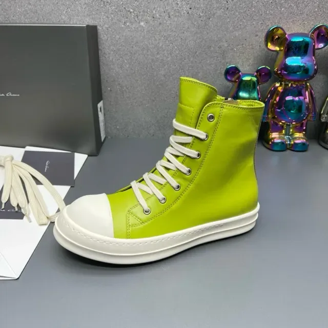 Green White High-Top Leather-Like Upper Lifestyle Sneakers 9