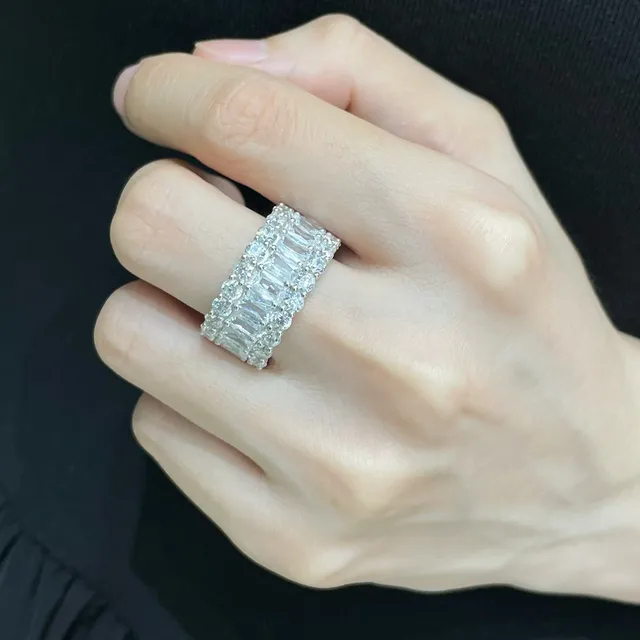 Harry Winston Multi-Row Emerald-Cut and Round Diamond Eternity Ring 8
