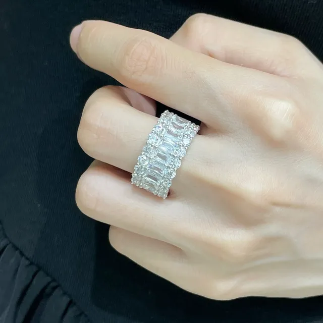 Harry Winston Multi-Row Emerald-Cut and Round Diamond Eternity Ring 9