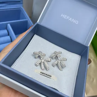 HEFANG Bow Motif Pavé Crystal Stud Earrings