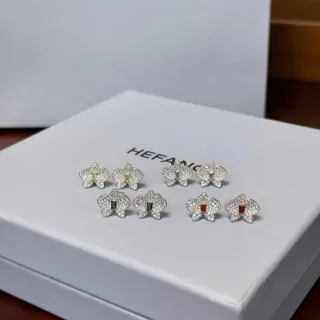 HEFANG Floral Pavé Crystal Stud Earrings