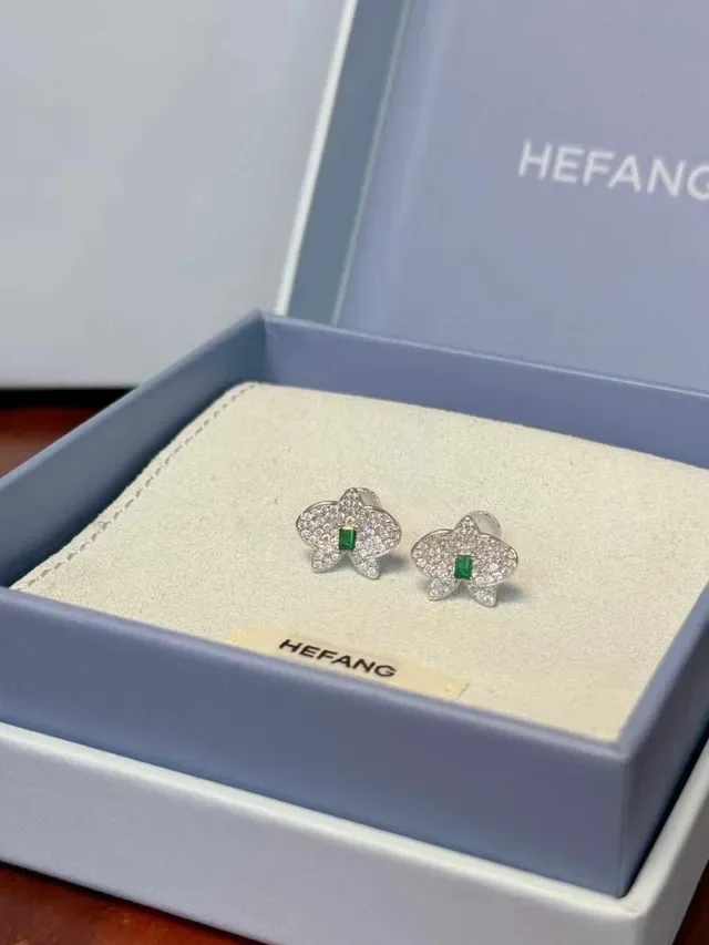 HEFANG Floral Pavé Crystal Stud Earrings 6