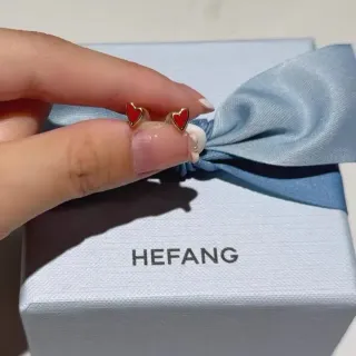 HEFANG Heart Enamel Stud Earrings