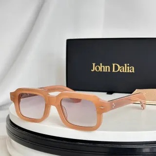 John Dalia Rectangular Translucent Peach Sunglasses