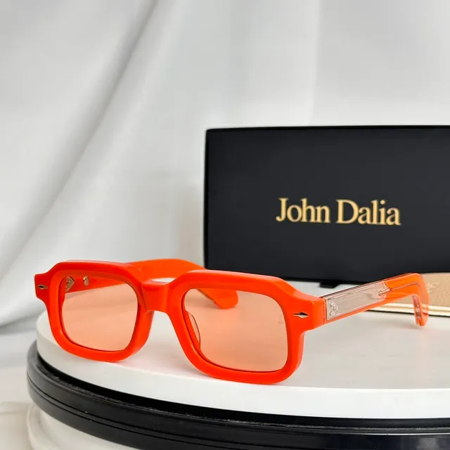 John Dalia Rectangular Translucent Peach Sunglasses 8