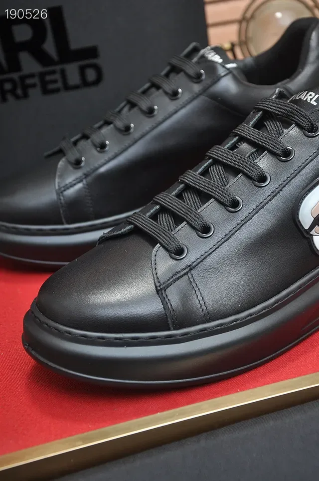 Karl Lagerfeld Black Leather Icon Sneaker Lifestyle Sneakers 4