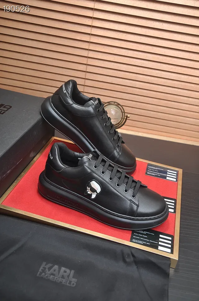 Karl Lagerfeld Black Leather Icon Sneaker Lifestyle Sneakers 6