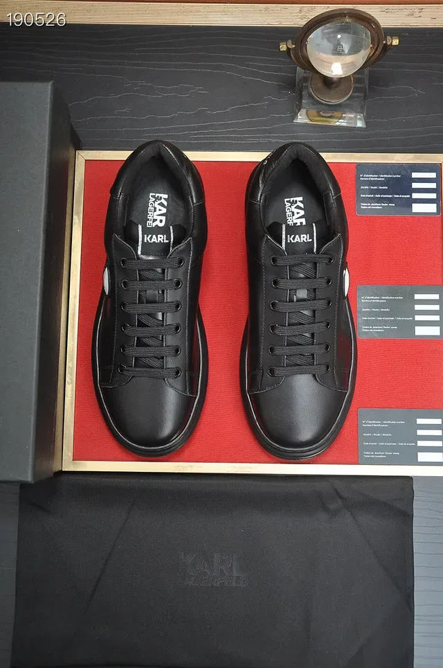 Karl Lagerfeld Black Leather Icon Sneaker Lifestyle Sneakers 7