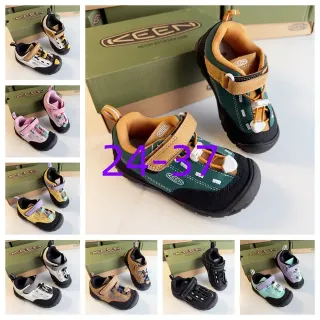 KEEN أخضر بني إغلاق شريط Hook-and-Loop علوي شبكي اصطناعي حذاء نمط حياة