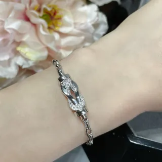 Pulsera con cierre de nudo, metal plateado con piedras pavé-set transparentes