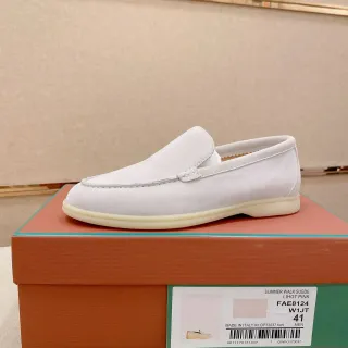 Light Pink Suede Moc-Toe Slip-On Loafers