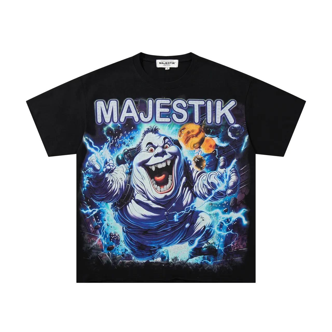 MAJESTIK Graphic-Print Rhinestone-Back Black T-Shirt 4