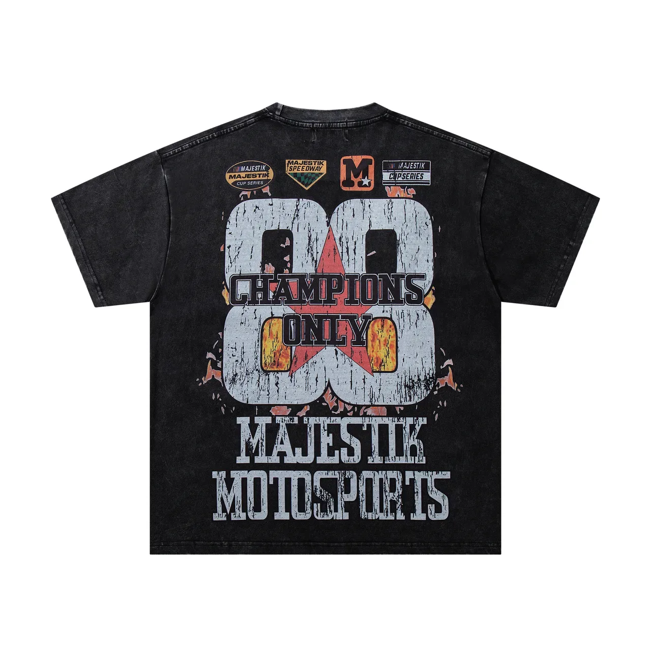 Majestik Motocross Champions 88 Distressed Black Graphic T-Shirt 3
