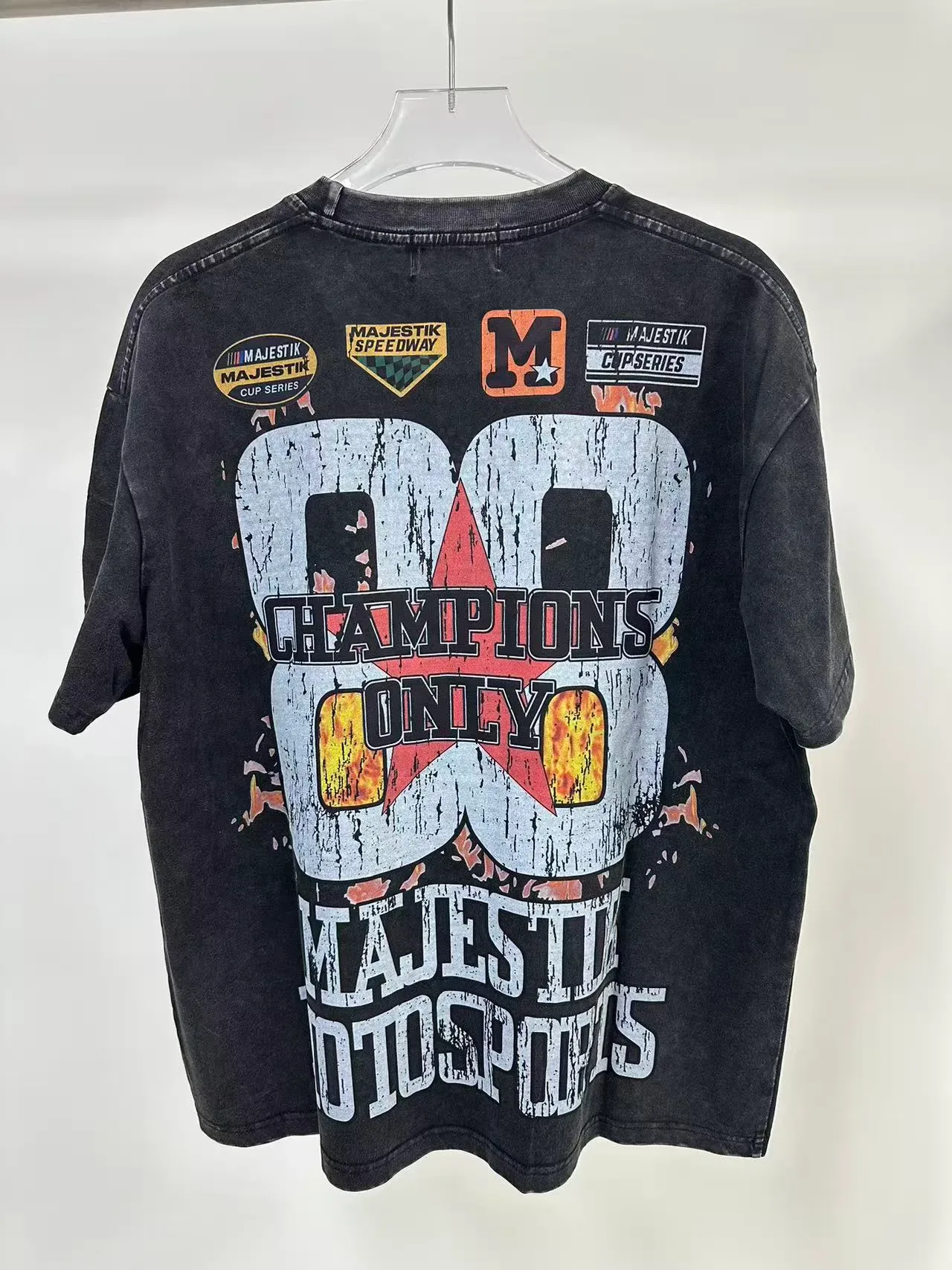 Majestik Motocross Champions 88 Distressed Black Graphic T-Shirt 5