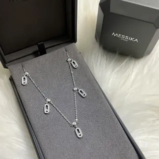 Messika Move Classic Plata Blanco Pavé-Set Enlaces Ovalados Cadena Delicada Construcción Collar