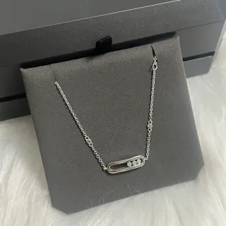 Messika Move Plata Negro Cadena Barra Alargada Colgante Collar