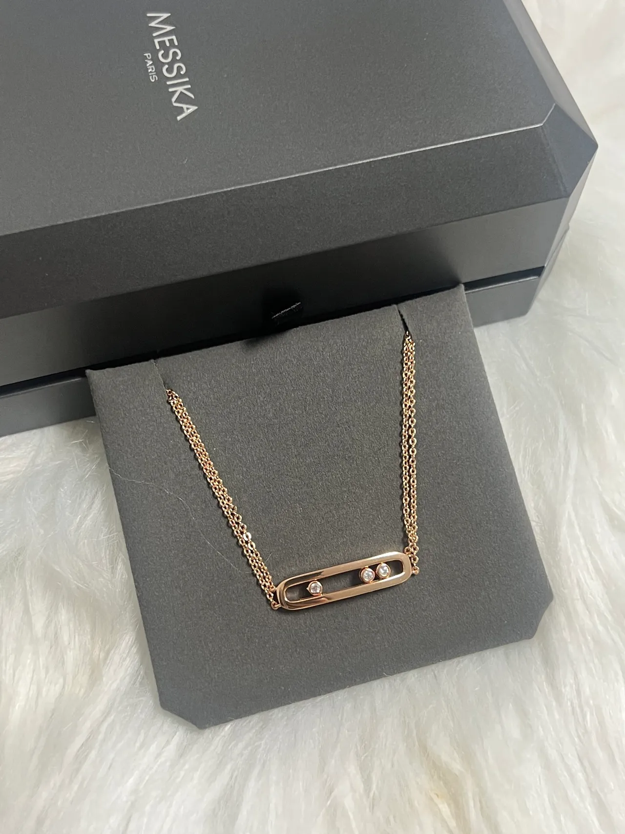 Messika Move Three Stone Sliding Bar Necklace 2