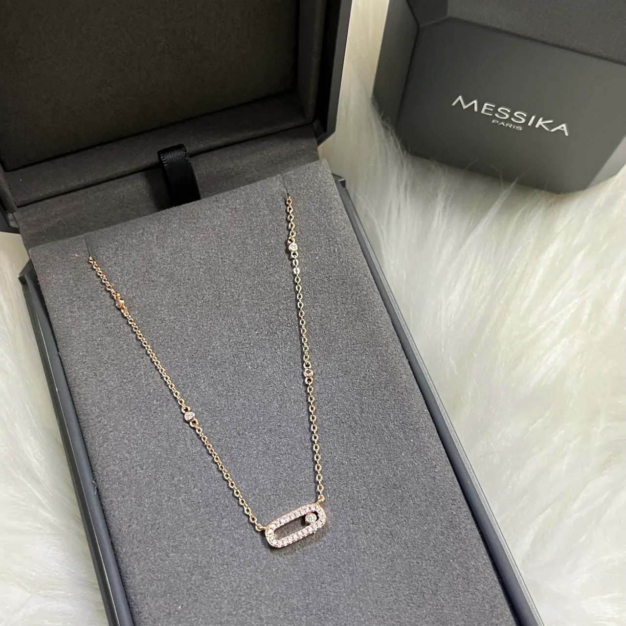 Messika Move Uno Rose Gold Diamond Station Necklace 2