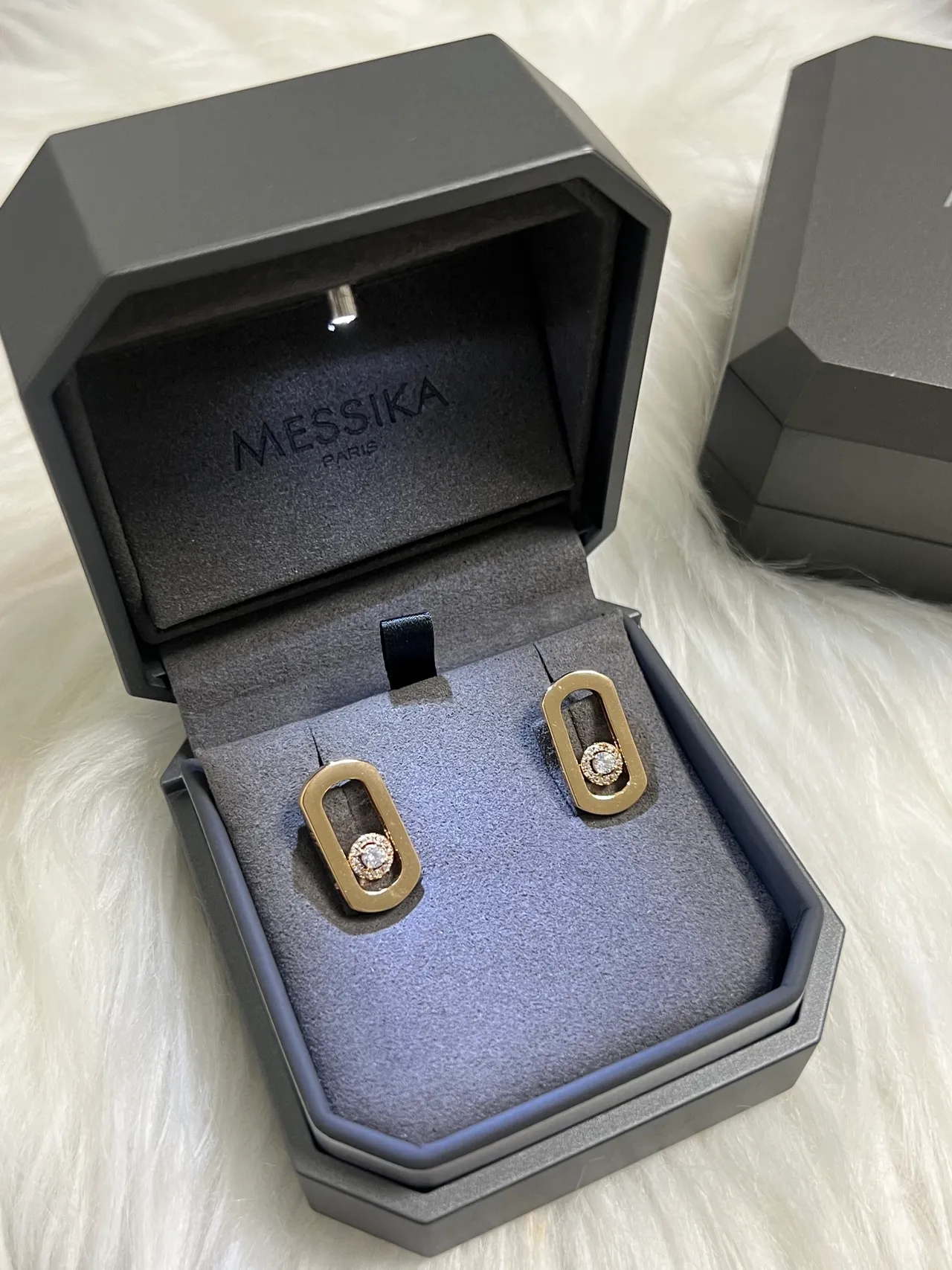Messika Silver Black Pavé Diamond Halo Oval Frame Earrings 2