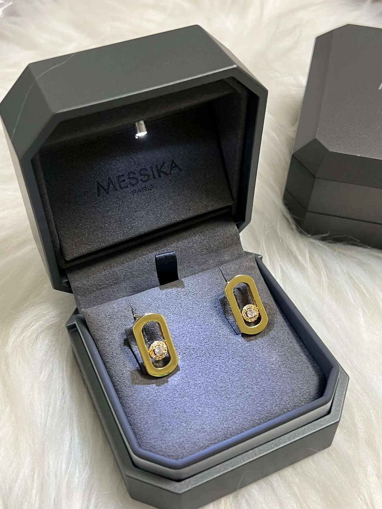 Messika Silver Black Pavé Diamond Halo Oval Frame Earrings 3