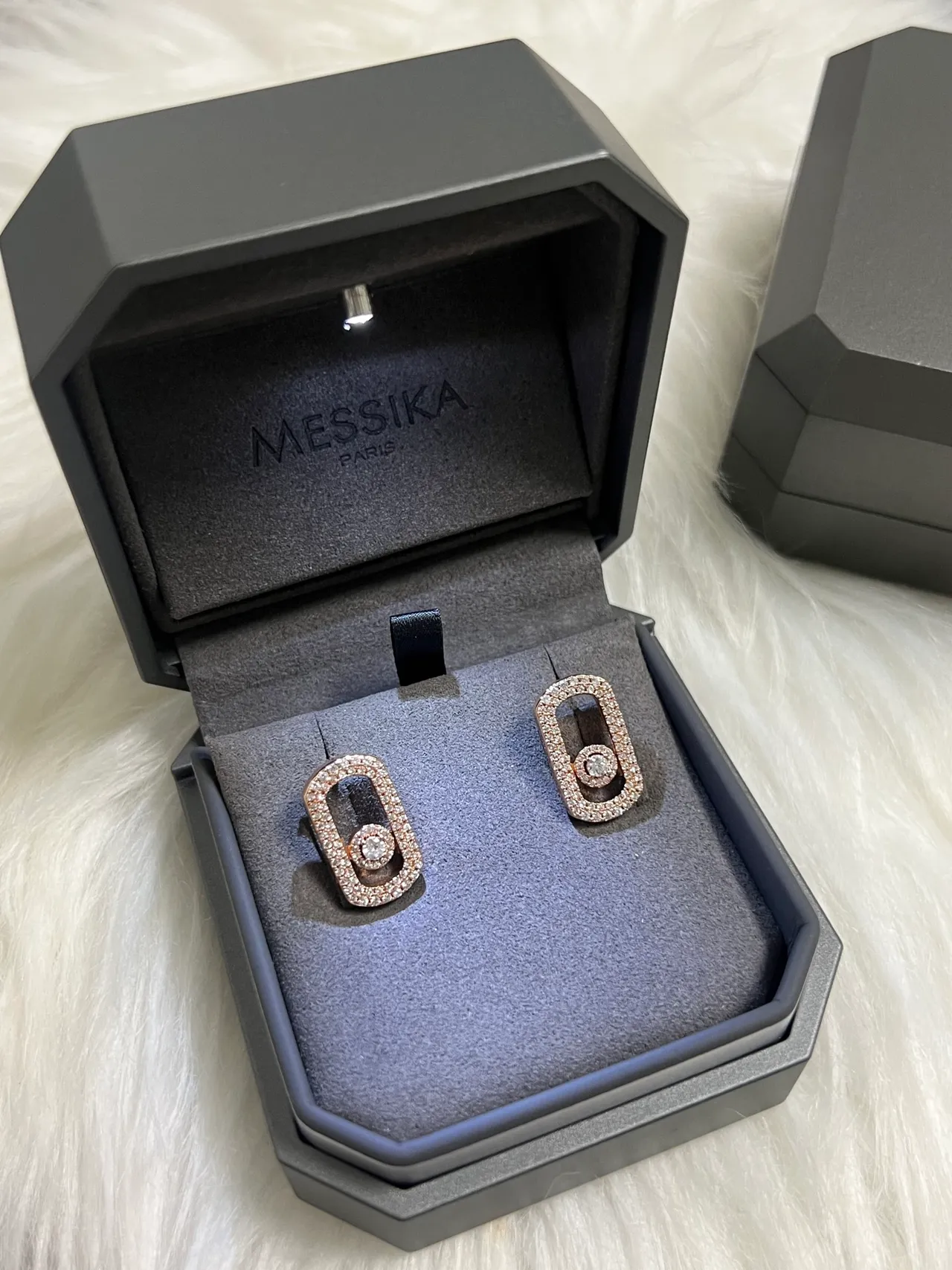 Messika Silver Black Pavé Diamond Halo Oval Frame Earrings 5