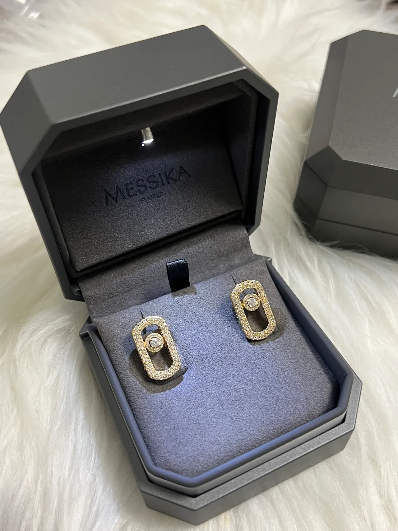 Messika Silver Black Pavé Diamond Halo Oval Frame Earrings 6