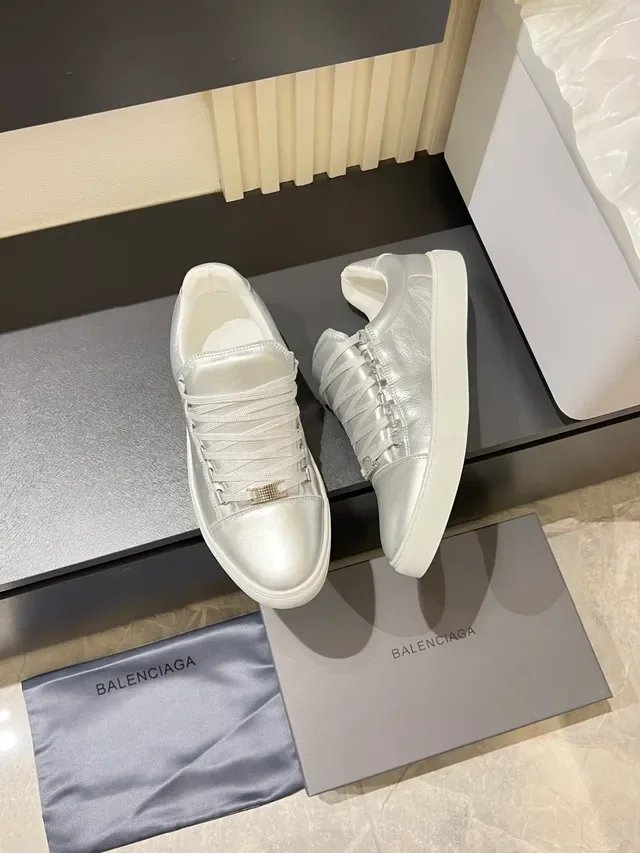Metallic Silver Low-Top Lace-Up Sneakers 4