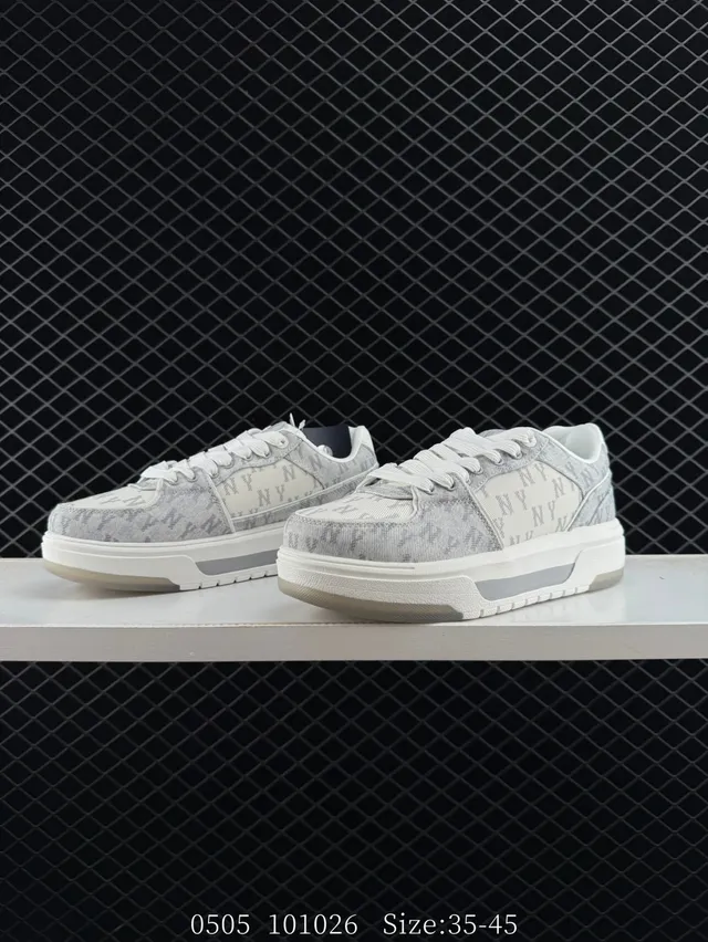 MLB Chunky Liner Denim Gray Monogram Chunky Sneakers 6