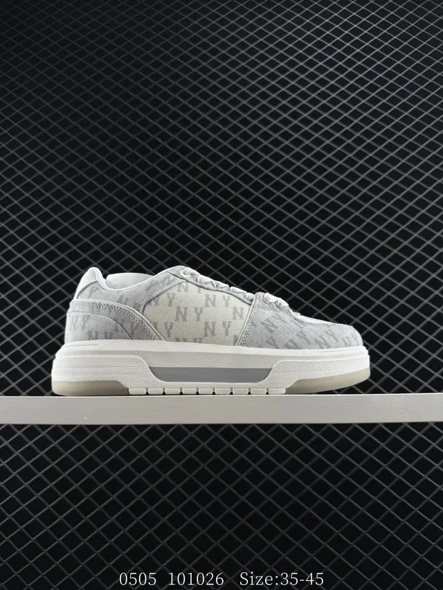 MLB Chunky Liner Denim Gray Monogram Chunky Sneakers 7