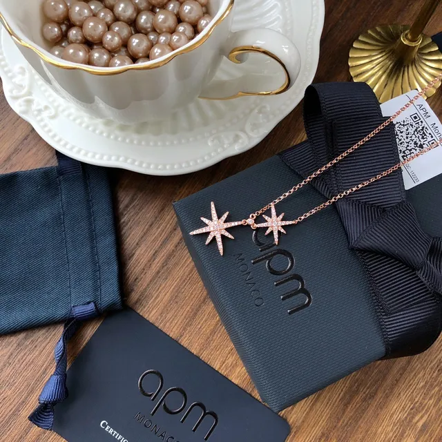 Monaco Dual Star Rose Gold Pendant Necklace 2
