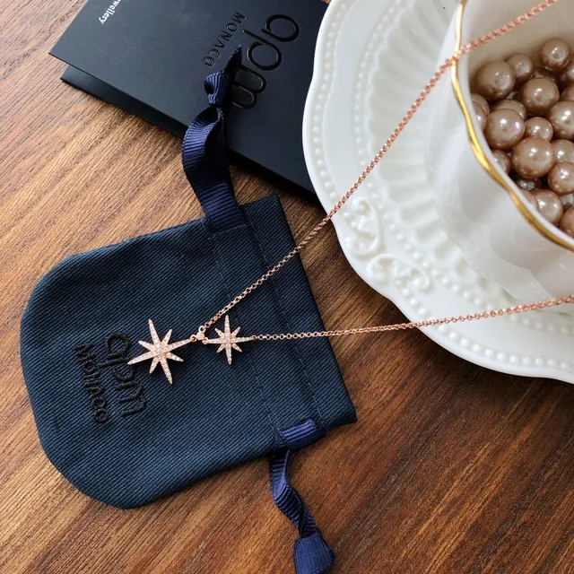 Monaco Dual Star Rose Gold Pendant Necklace 4