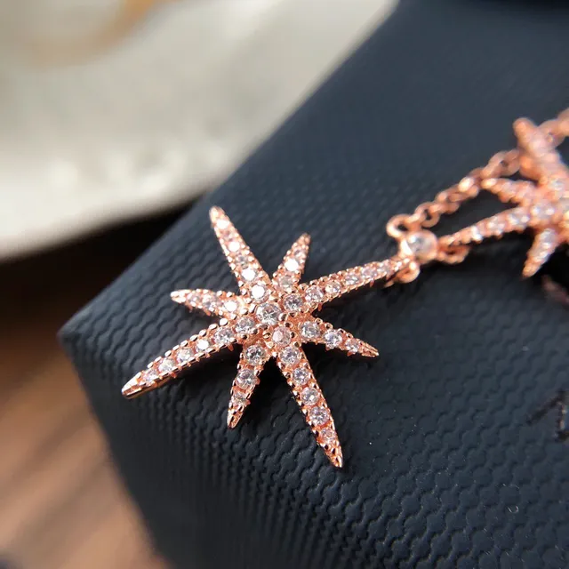 Monaco Dual Star Rose Gold Pendant Necklace 5