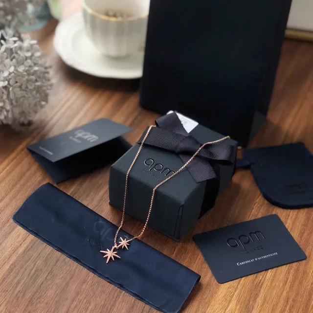 Monaco Dual Star Rose Gold Pendant Necklace 9