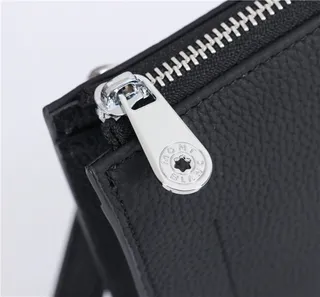 Montblanc Black Silver Rectangular Silhouette Grained Leather Texture Wristlet 7