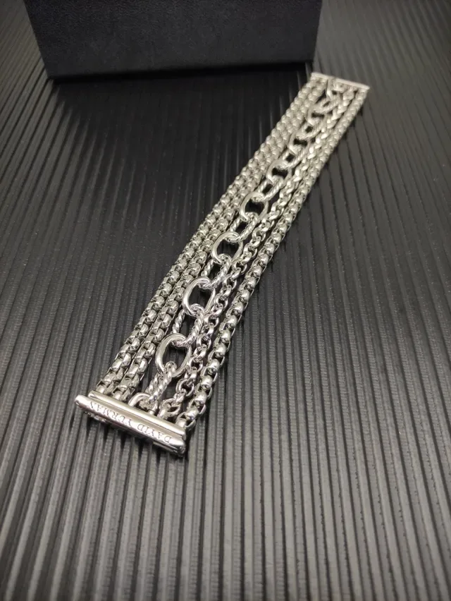 Multi-Row Mixed Link Silver-Tone Chain Bracelet 3