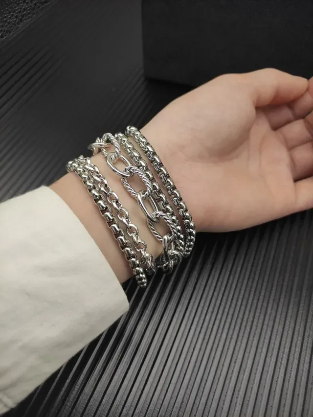 Multi-Row Mixed Link Silver-Tone Chain Bracelet 6