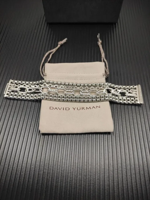 Multi-Row Mixed Link Silver-Tone Chain Bracelet 7