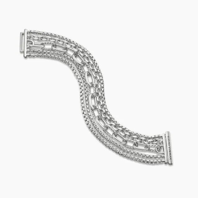 Multi-Row Mixed Link Silver-Tone Chain Bracelet 8