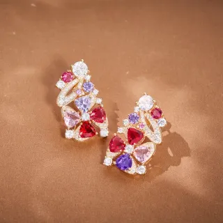 Multicolor Gemstone Floral Motif Earrings